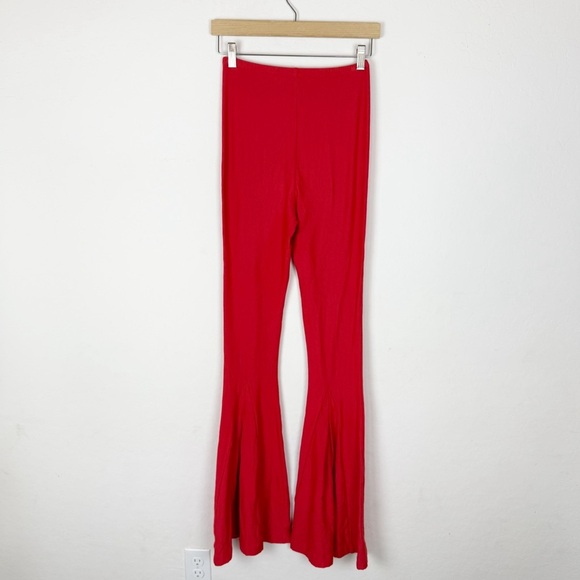 Selkie high waisted flare bell bottoms in vamp red - Picture 4 of 7